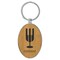 Laserable Leatherette/Metal Bamboo Keychain Oval, 3" x 1.75"
